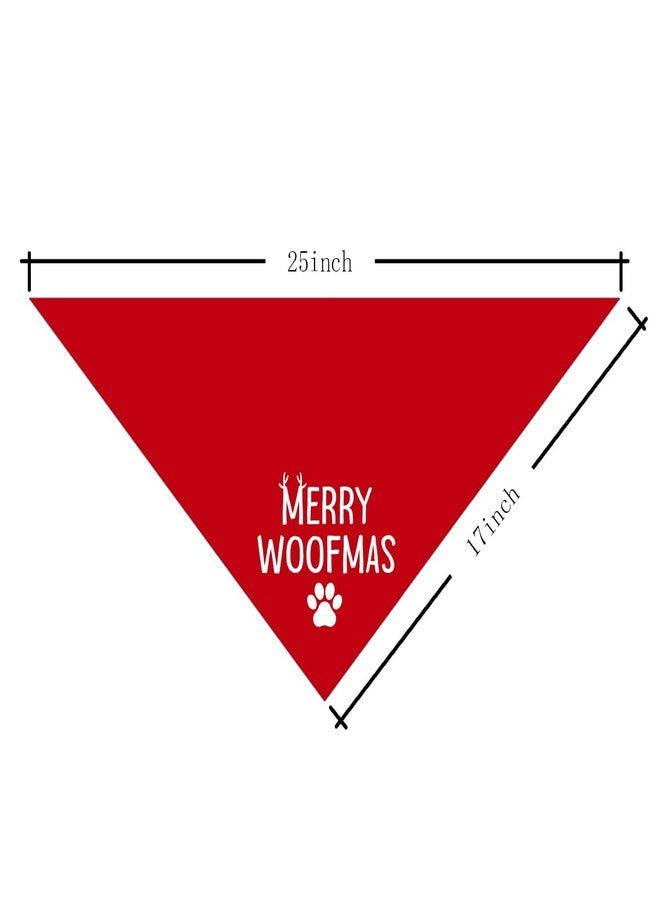 ZPPRJF Merry Woofmas Dog Bandana, Cute Christmas Dog Bandana, Red Adjustable Comfortable Triangle Pet Scarf with Paw Prints Pattern, Christmas Pet Gift for Small Medium Dogs - Image 2